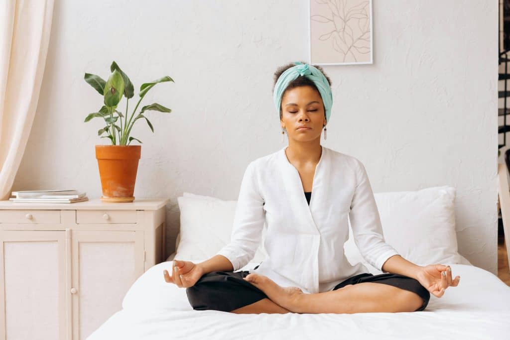 A woman meditating